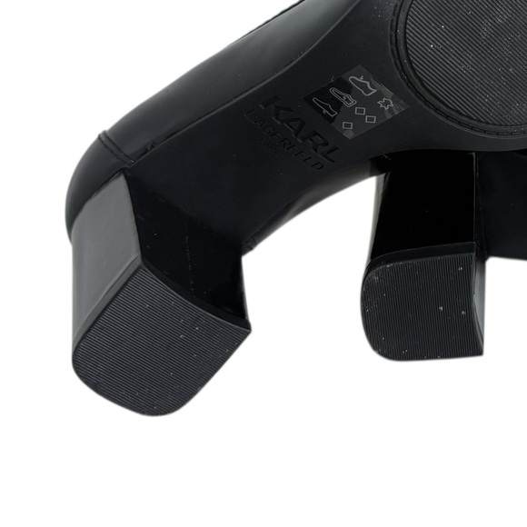 Karl Lagerfeld Black Loafer Block Heel Size 7.5 - Picture 4 of 4